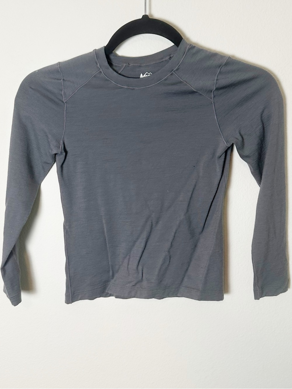 REI 100% Merino Wool Kids Charcoal Grey Long Sleeve Top 6-7